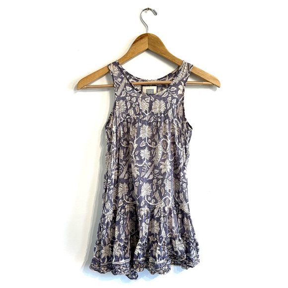 Alicia Bell tunic mini dress floral print sheer purple silk blend, Childrens 10 - Picture 1 of 11